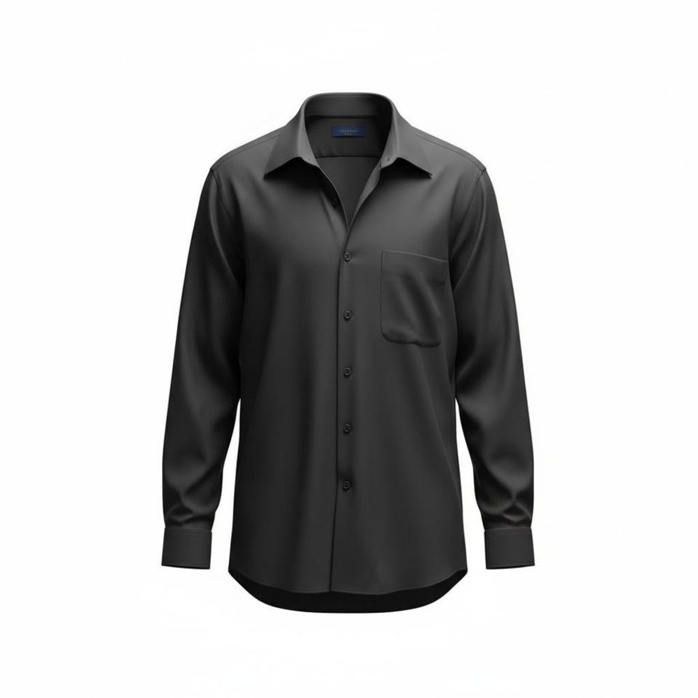 Neil Allyn Mens Black Long Sleeve Button Up Pocket Dress Shirt Size S 34 35